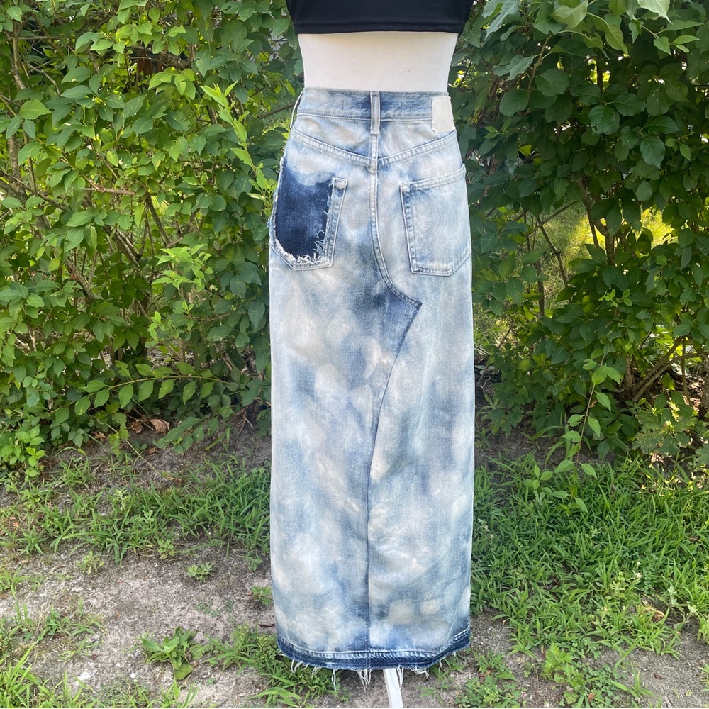 GRLFRND Bianca Reconstructed Split Hem Maxi Jean Skirt in Marble Hill - Picture 10 of 16